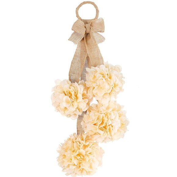 Other - Hydrangea Flower Balls on Jute Ribbon (3)